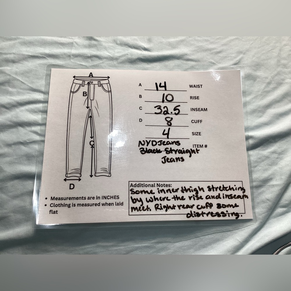 NYDJ Black Stretch Straight Leg Jeans Size 4 - Picture 9 of 9